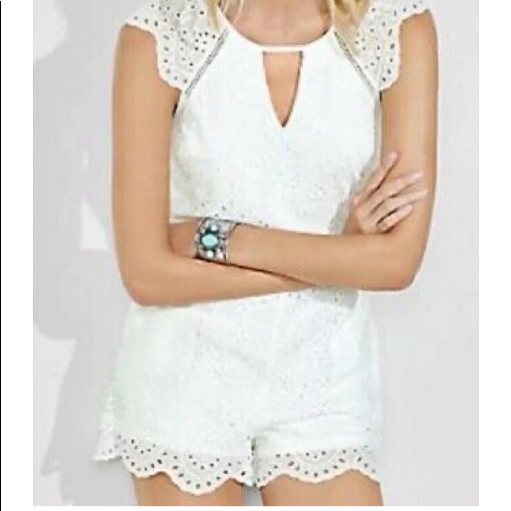Express White Eyelet Romper